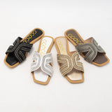 MARISA H-SHAPED UNIQUE ZIPPER LINE DESIGN SANDAL: CHAMPAGNE / 8