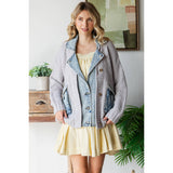 Knit Body Denim Layerd Jacket