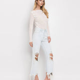 90'S VINTAGE SUPER HIGH RISE CROP FLARE JEANS V2471: NASHVILLE MOON / 29