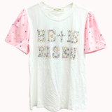 Pearl "He is Risen" on White Princess Top: White / XL