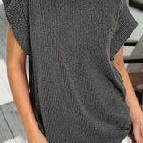 Spring 2026Twisted Rib Wide Sleeve Crew Neck T Shirt (S-2XL): Dark Khaki / 2XL