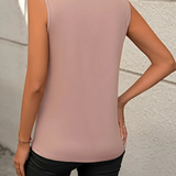 Sleeveless Knit Tank Top Women Loose Fit Solid Color: Green / 65%RAYON 35%POLYESTER / S